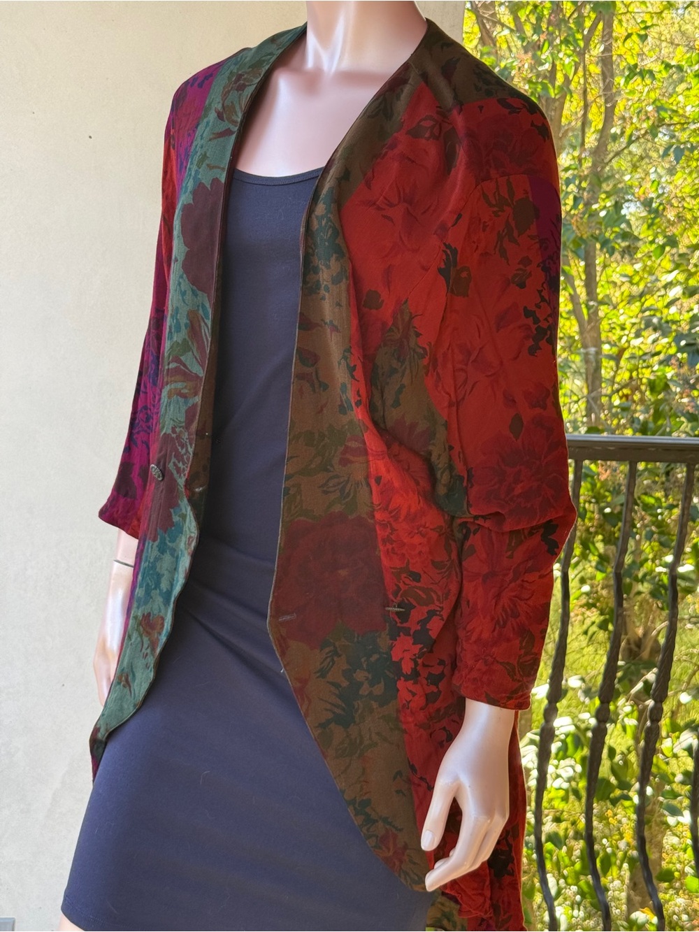 Vintage jacket kimono cardigan colorful fits XS S teal orange fuschia washed